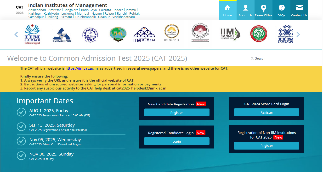 CAT Registration page