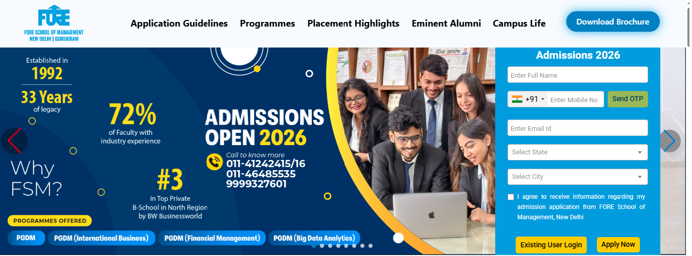 FORE Delhi Application Form 2026 Login 