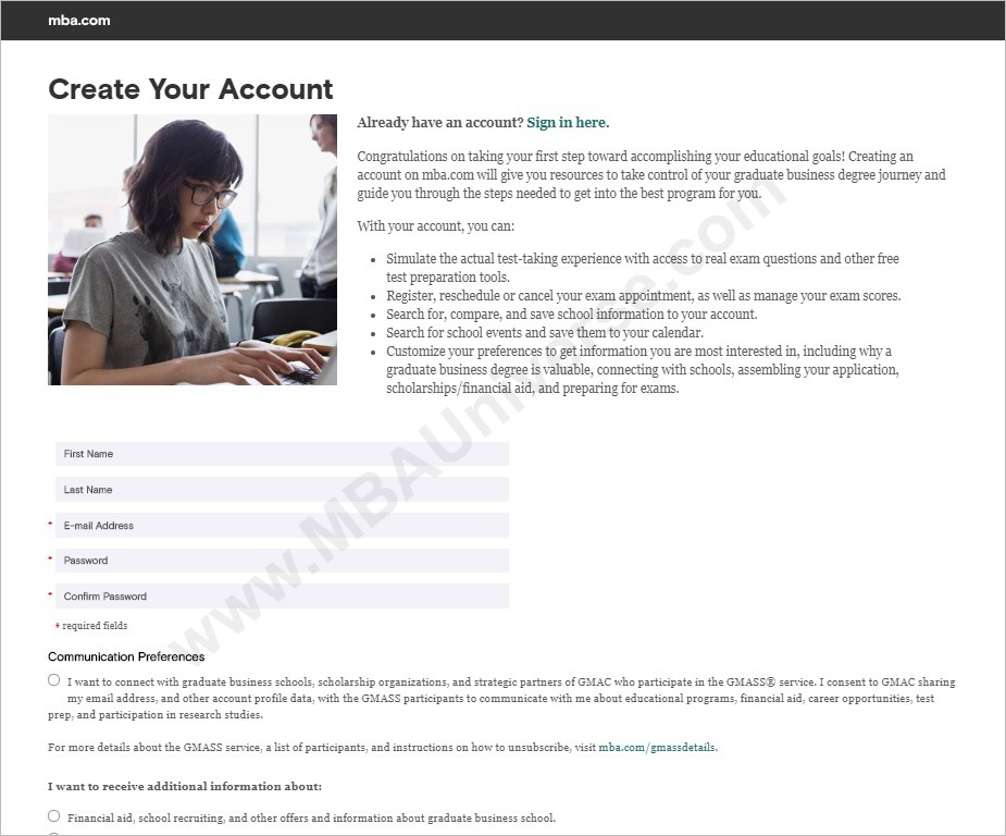 GMAT Registration Step