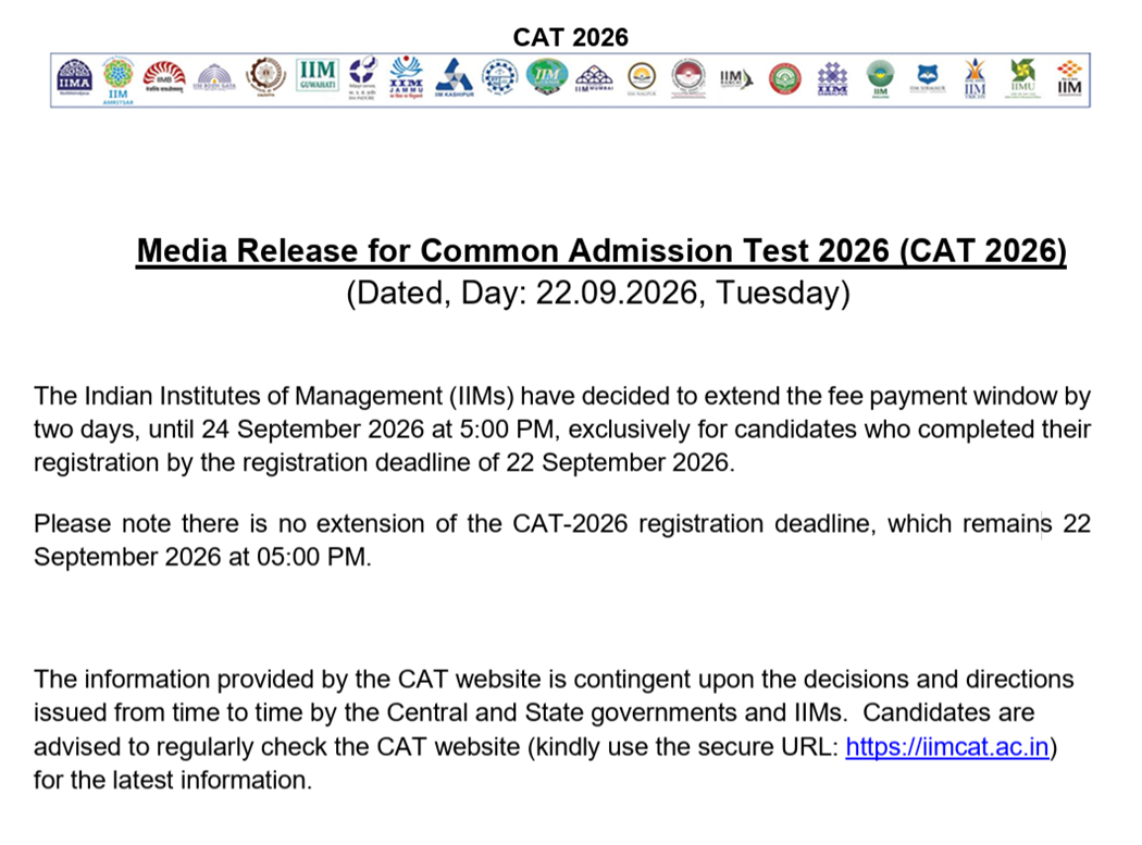 Official IIM CAT Notification