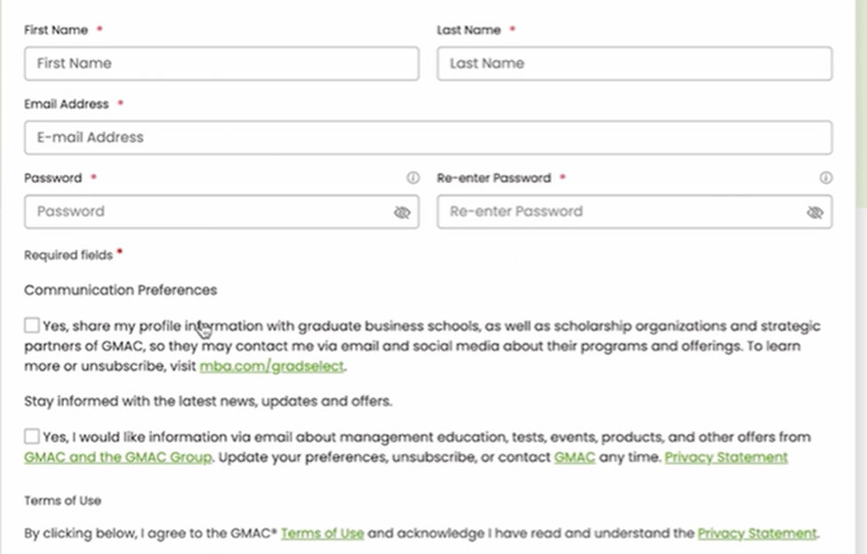 NMAT New Candidate Registration Form 