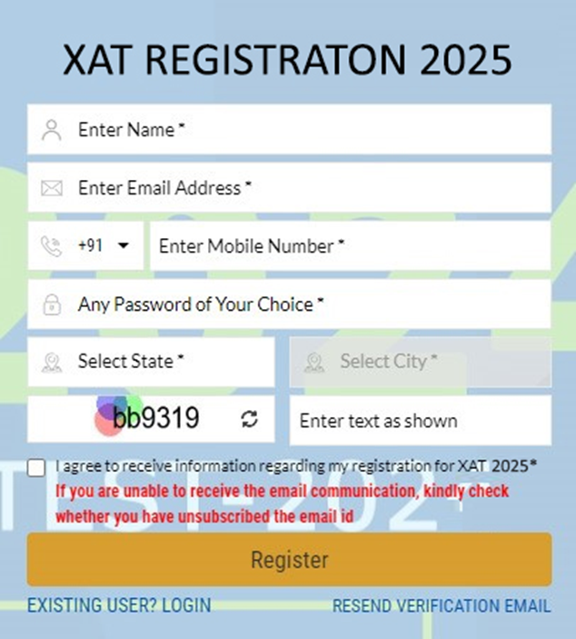XAT registration form