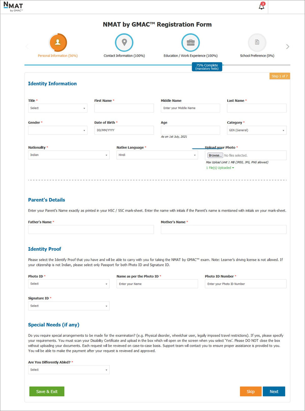NMAT Application Form