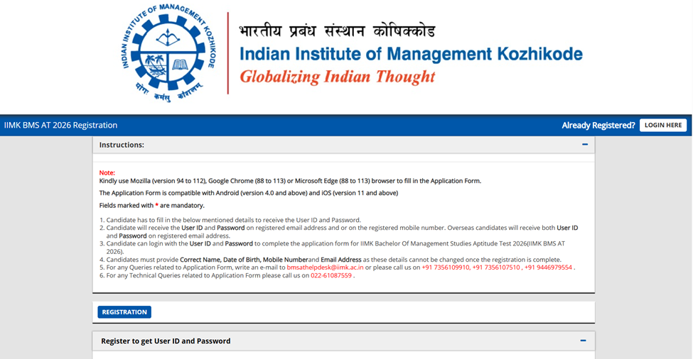 IIMK BMSAT Application Form 2026 