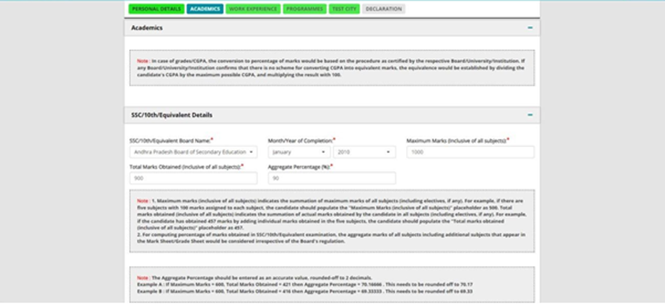 CAT 2026 Form Filling: Enter Academic Details