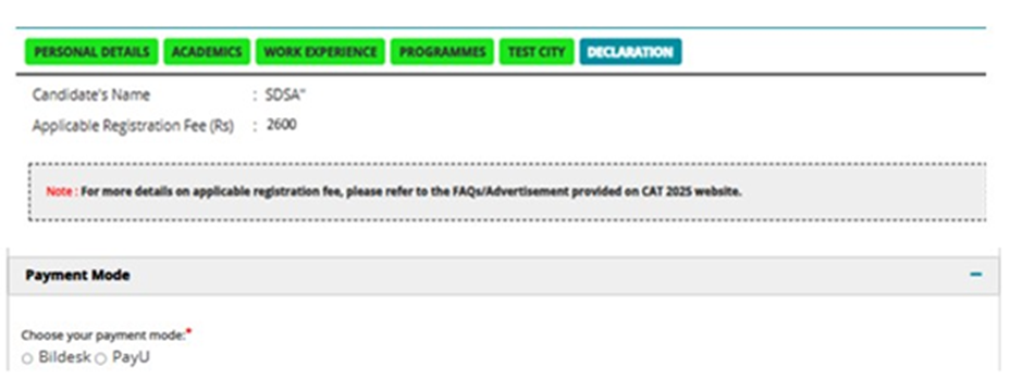 CAT 2026 Form Filling: Pay Fees and Sign Declaration
